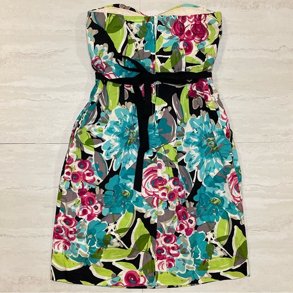 Floral Sweetheart Strapless  Mini Dress - Picture 2 of 2